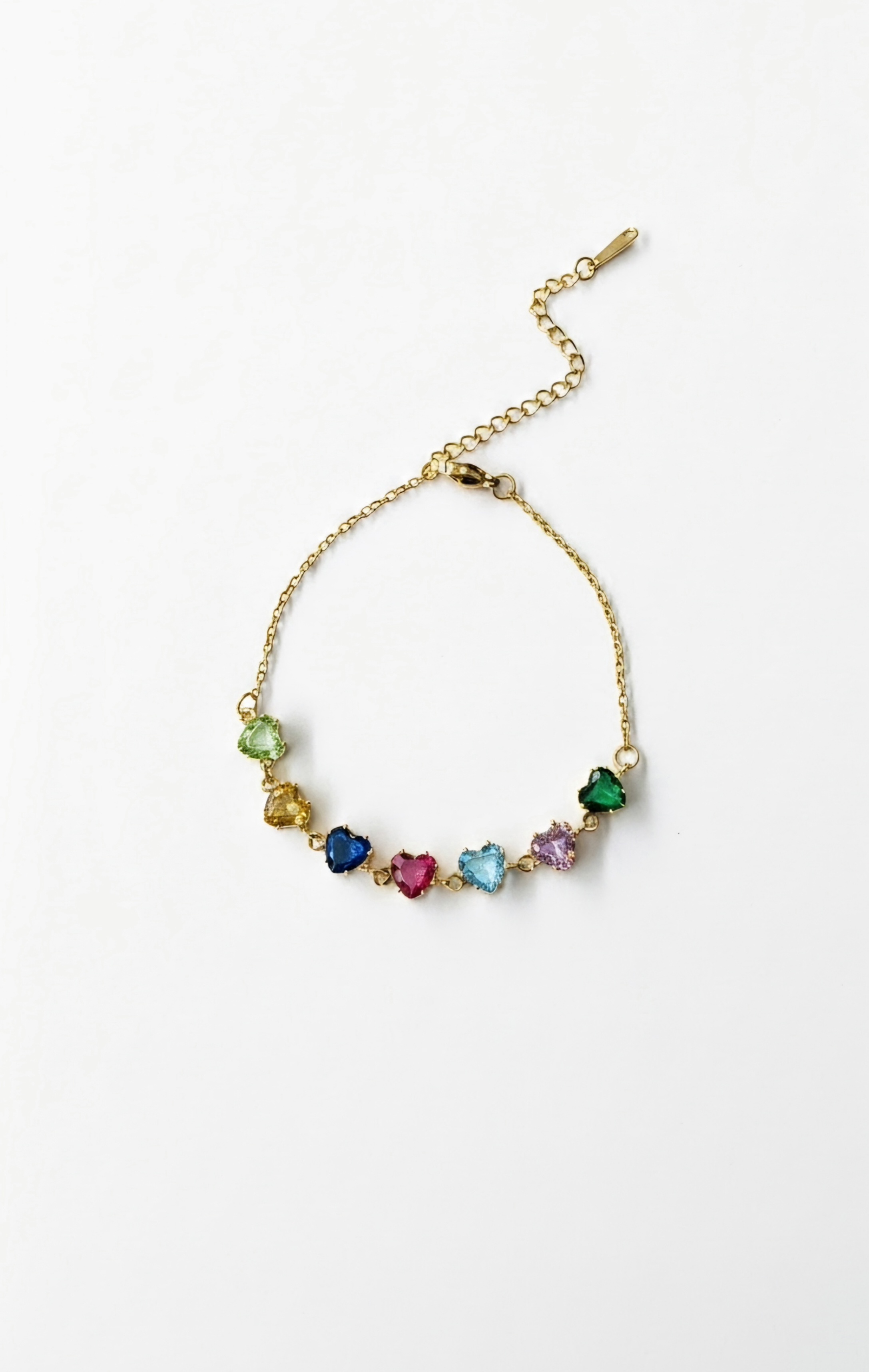 Rainbow Heart Gem Bracelet